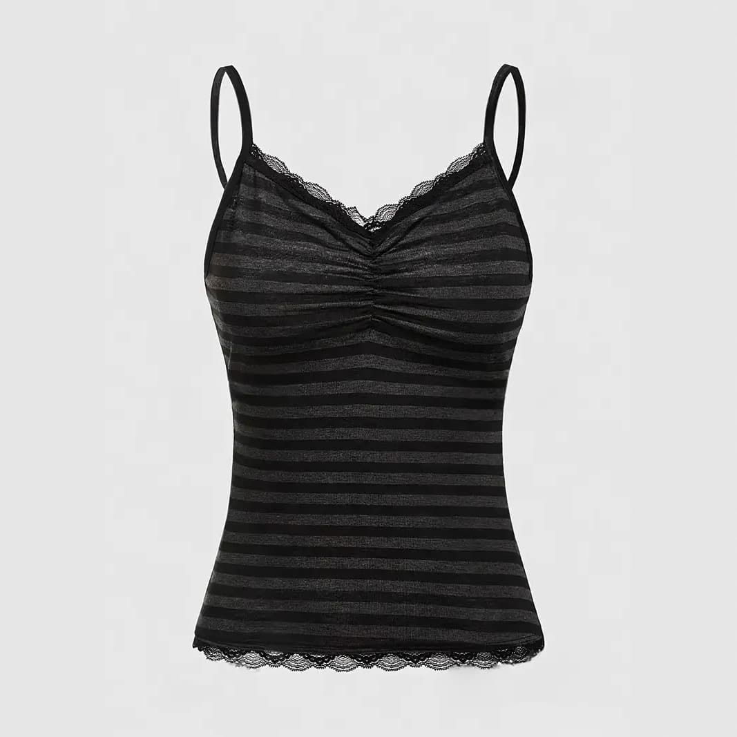 New Summer Simple Women's Short Camisole Top with Lace Trim Casual Vest