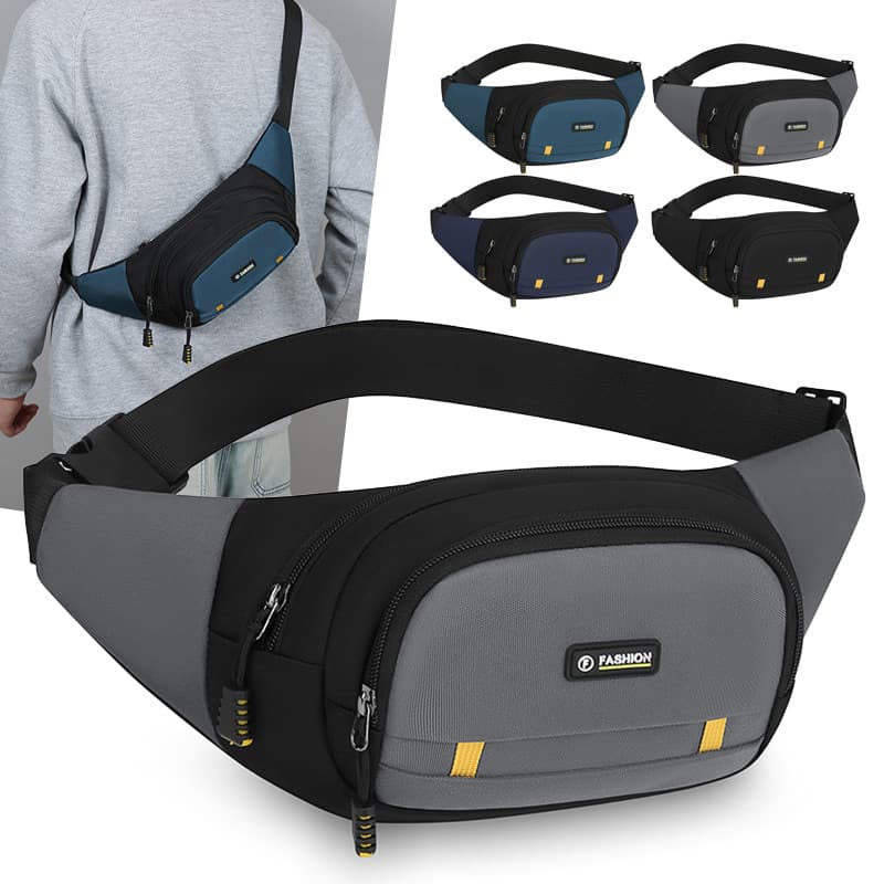 Men's waist bag, multi-functional mobile phone bag for construction site work, wear-resistant business cashier chest bag, trendy shoulder crossbody bag