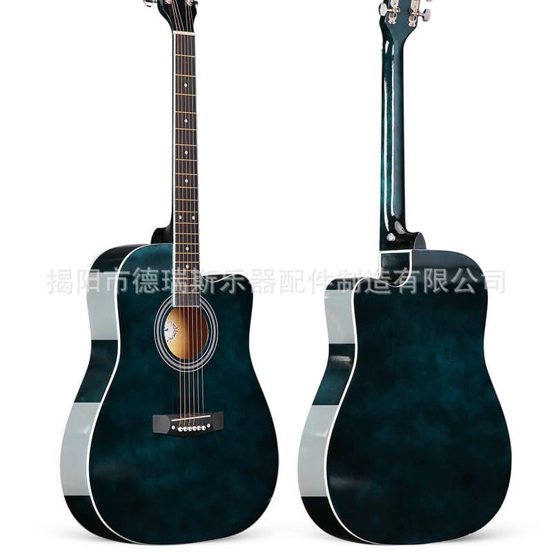 38 Inch Transparent Acoustic Wooden Guitar Beginner Practice Guitar Traditional Style Wooden ABS Material