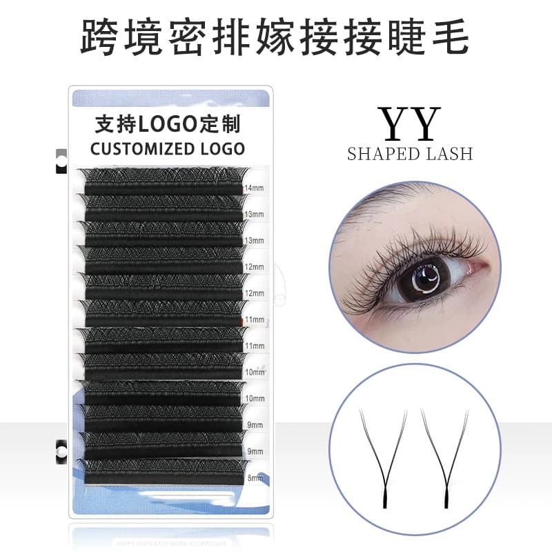 YY Type False Eyelashes Clover Mesh Woven Auto Bloom 0.07D Round Lashes Dense Thickening Lash Extension Wholesale