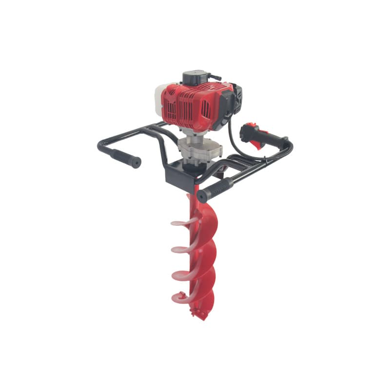 Single Cylinder Air-Cooled 2-Stroke 62.7CC Two-Person Lift Gasoline Earth Drill, Spiral Excavator, Ice Drill Suitable for Ice Layers