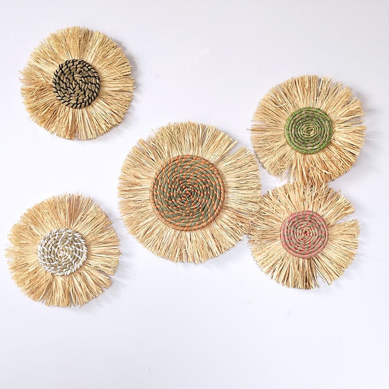 Woven Straw Wall Decor Background Decoration Moroccan Style Decorative Grass Wall Hanging for Sofa Bed Headboard