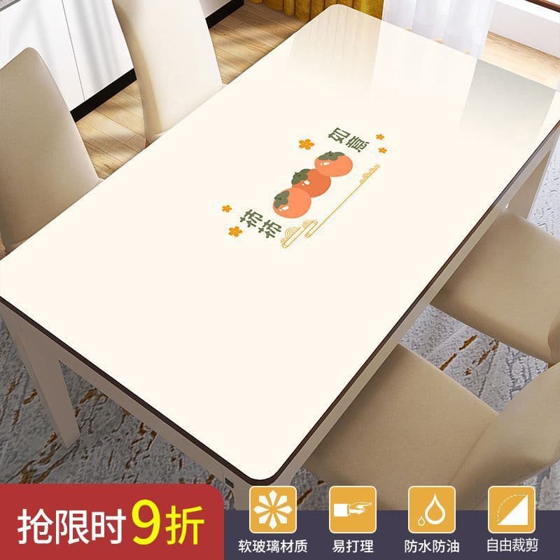 Table Mat Soft Glass Heat Insulation Pad, Ins Style, Luxury, Anti-Scald, Waterproof, Oil-Proof, Transparent, Non-Slip Tablecloth
