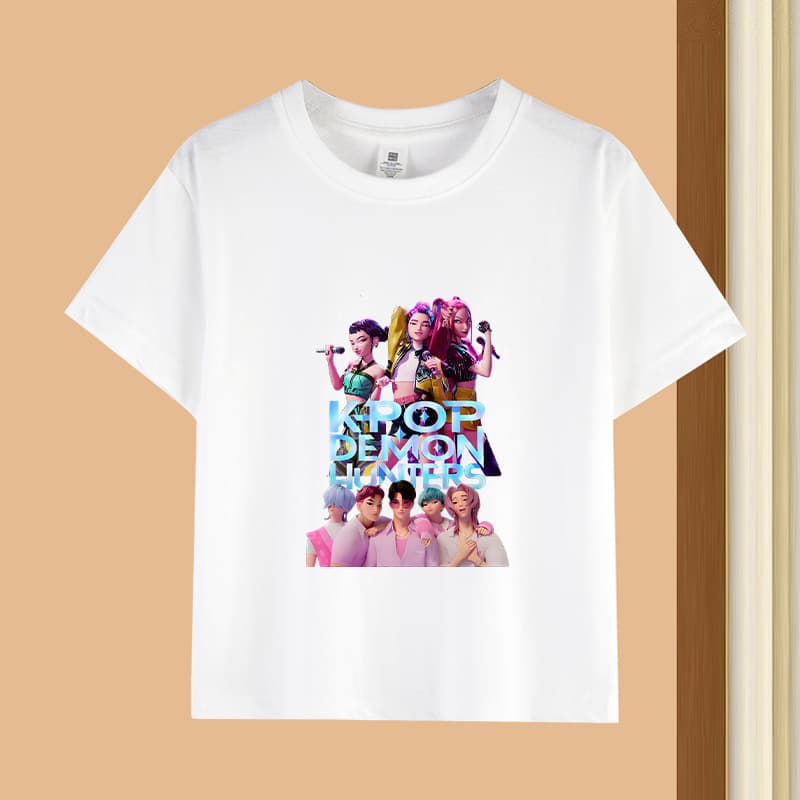 Hunting Girls' Team High-Quality Printed White Round Neck Short-Sleeve T-Shirt for Children 2026 Fashionable and Versatile
