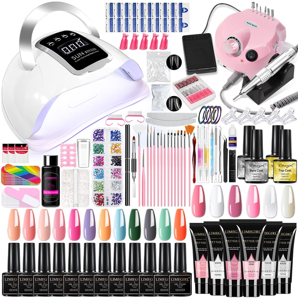 One-Stop Nail Art Tool Set Complete Set Nail Gel Builder Extension Gel Nail Lamp Nail Drill Functional Gel