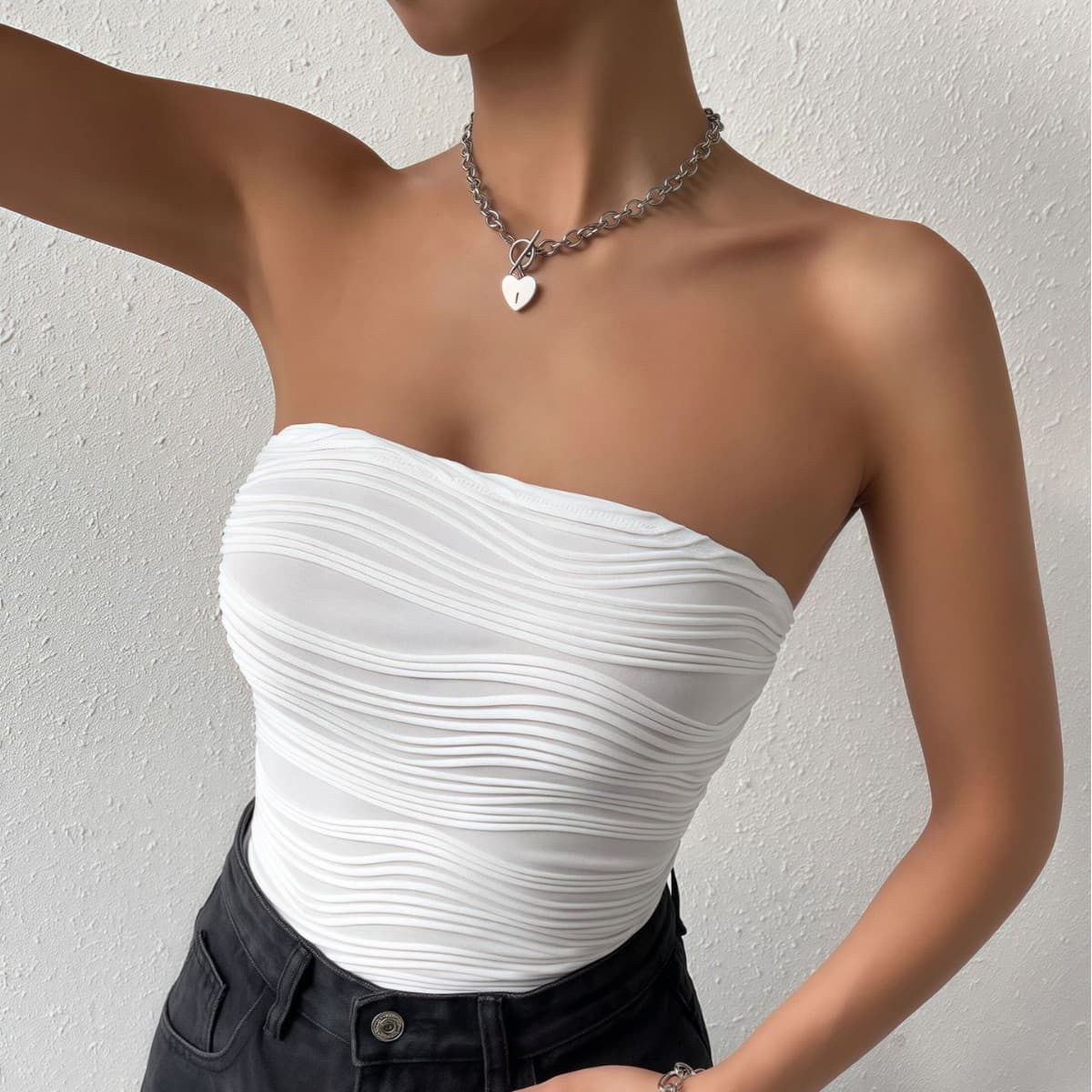 Cross-border Trade Women's Sexy Strapless Two-piece Bikini Solid Color Best-selling on AliExpress, Amazon, Europe and America Top