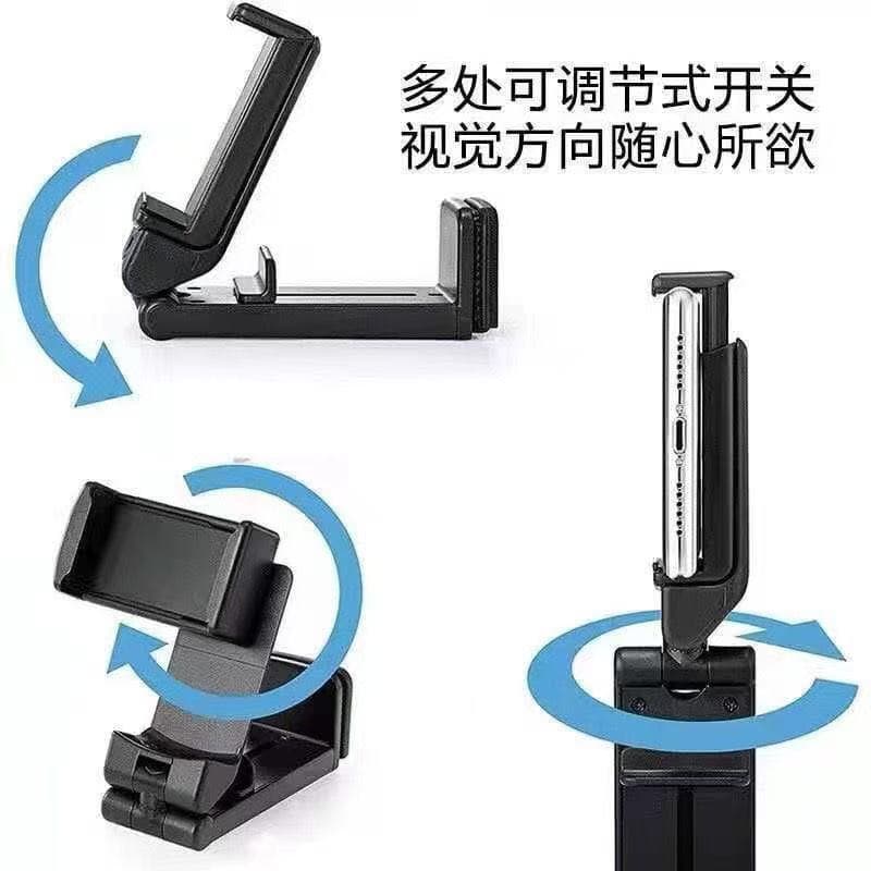 Foldable Travel Phone Stand Desktop Clip 360-Degree Rotating Adjustable Height Live Streaming Universal Portable Foldable