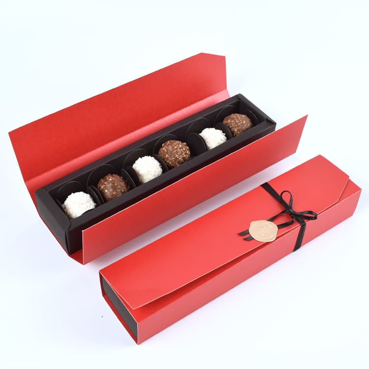 Ready-to-Ship Solid Color Minimalist Long Paper Box, High-End Chocolate Paper Box Wholesale, Korean Style Single Compartment Long Wedding Candy Box