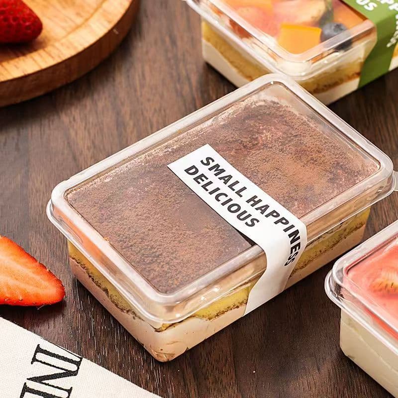 Tiramisu Box, Disposable Square Transparent Mousse Cake Dessert Box, Fruit Layer Cake Packaging Box