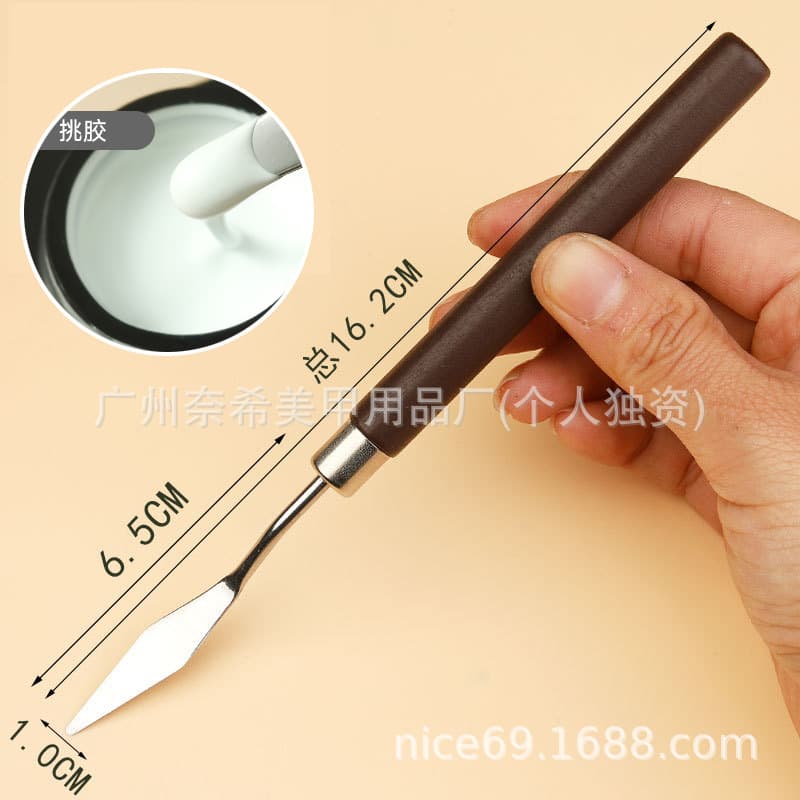 Nail Art Wood Grain Stainless Steel Mixing Stick Nail Gel Mixing Spatula Powder Glitter Pickup Stirring Tool Supplies