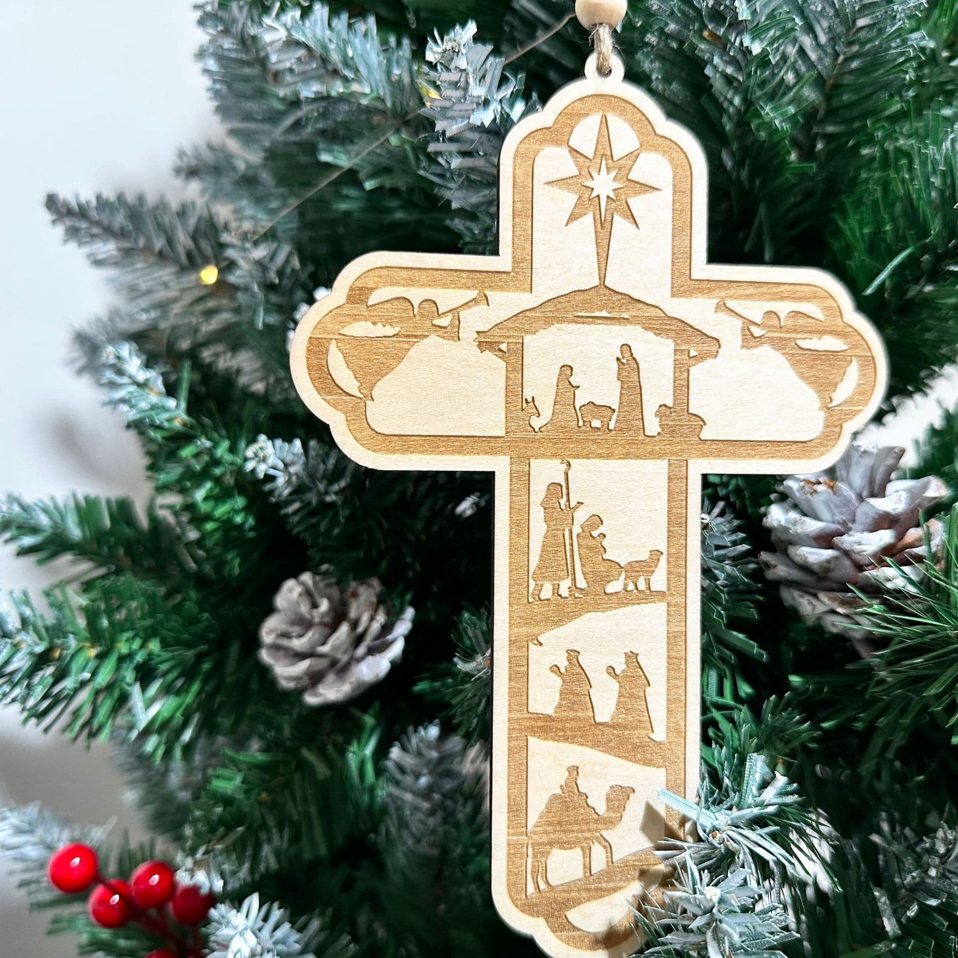 New Cross-border Advent Wooden Cross Pendant Creative Home Office Decoration Gift Religious Craft
