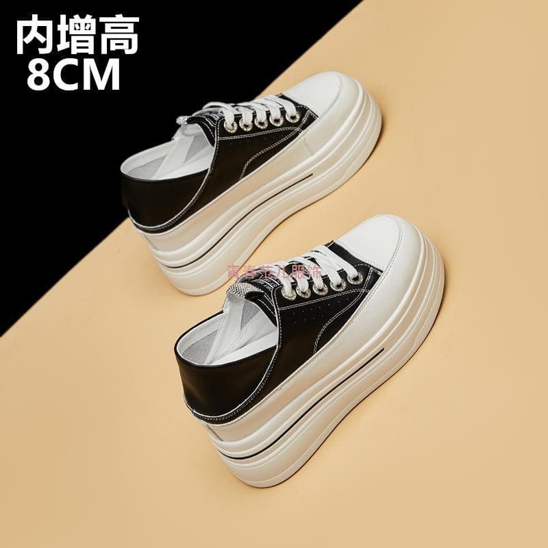 Factory direct sales 2025 petite platform shoes for women, spring convertible shoes with 8cm height increase white sneakers