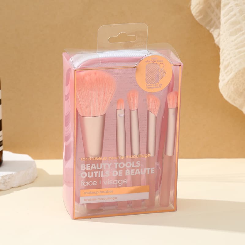 5-Piece Mini Soft Brush Makeup Set, Portable Nylon Brush for Eyeshadow, Blush, and Loose Powder, Beauty Tool