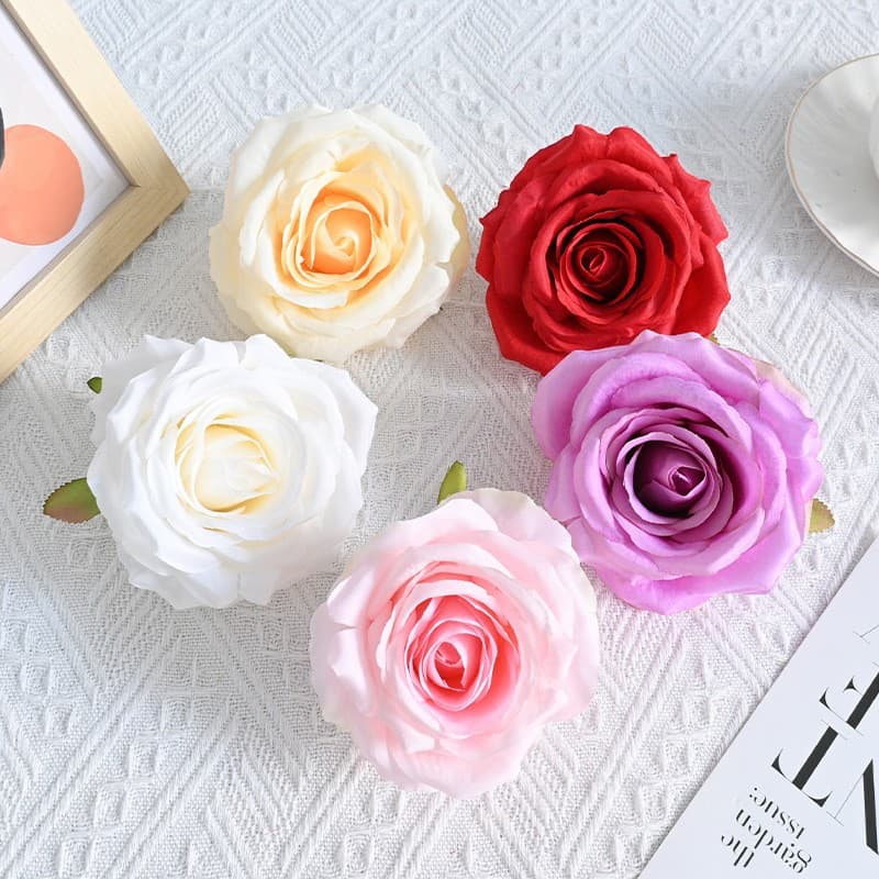 10cm Round Rose Head Artificial Rose Wholesale Wedding Decoration Flower Wall Decoration Artificial Silk Flower