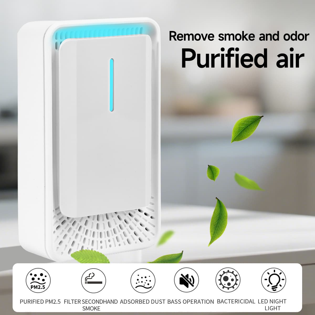 Smart Negative Ion Air Purifier for Sterilization, Smoke and Odor Removal, Rapid PM2.5 Reduction, Plug-in for Home and Office