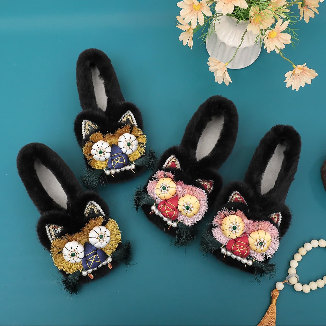Adult Tiger Head Cloth Shoes 2024 New Style National Trend Retro Ethnic Style Flat Women's Cotton Shoes 317-56