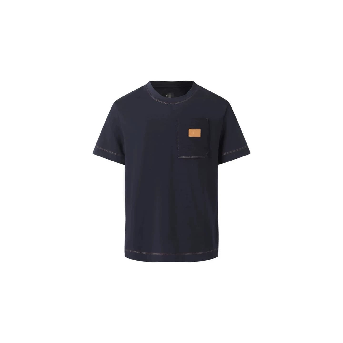 High Version CD Di Jia Pocket Leather Label Logo Round Neck Short Sleeve Commute Simple Drop Shoulder Casual T-Shirt