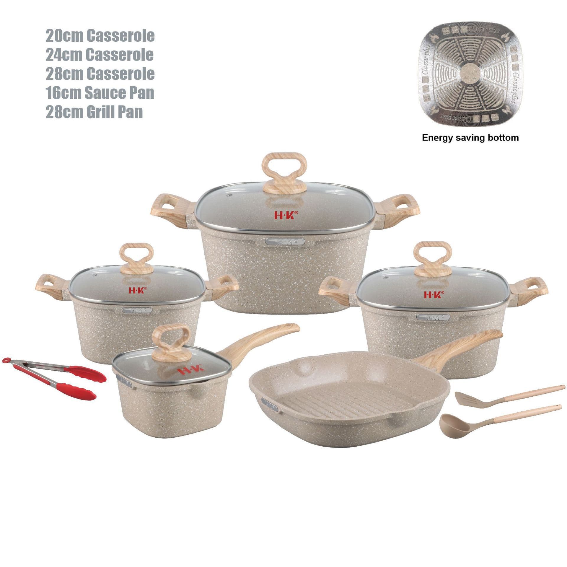 New Steak Square Pot 12-Piece Cookware Set, Marble Dot Ceramic Non-Stick Soup Pot Set, Cookware Set POT