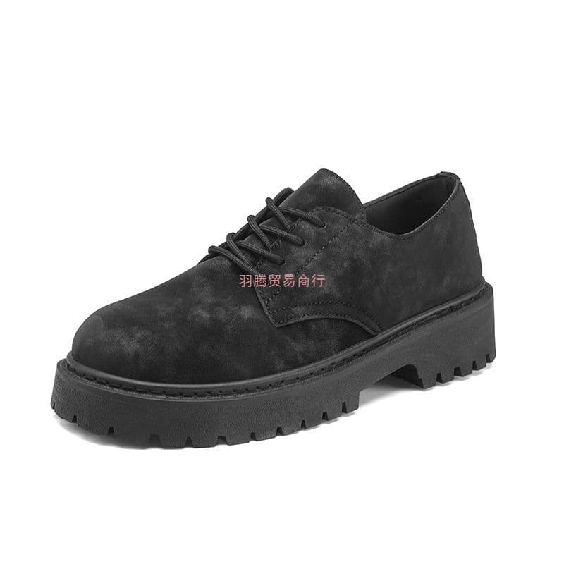 British Chunky Derby Autumn New Men's Shoes Thick Sole Casual Men's Leather Shoes Retro Heightening Workwear Martin Trendy Style
