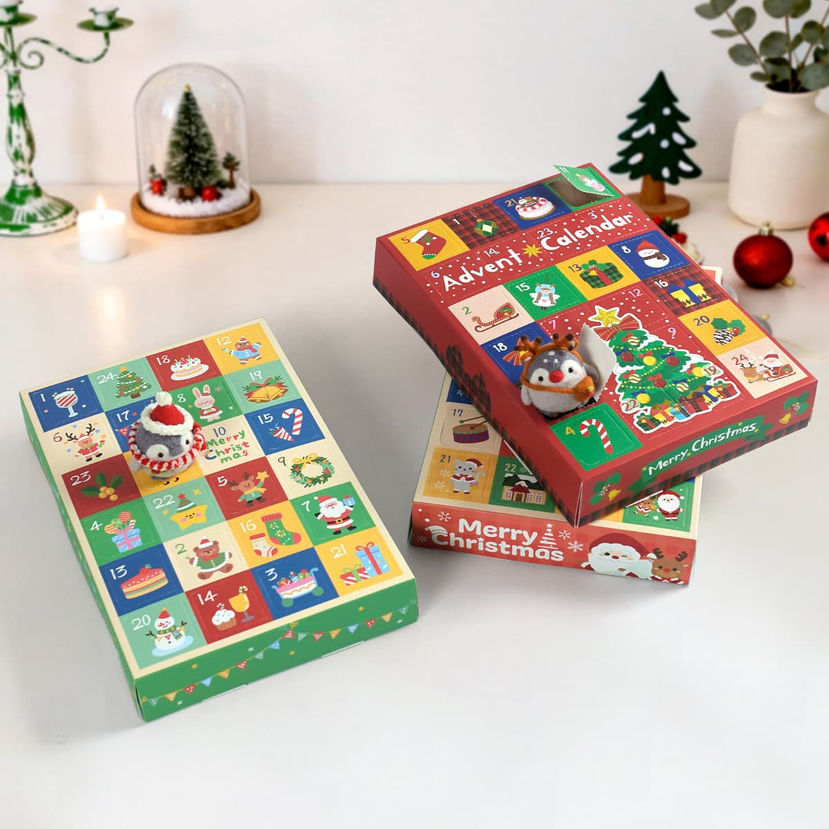 Cross-border Christmas 24-Grid Calendar Fun Punch Box In Stock DIY Surprise Box (5pcs/pack)