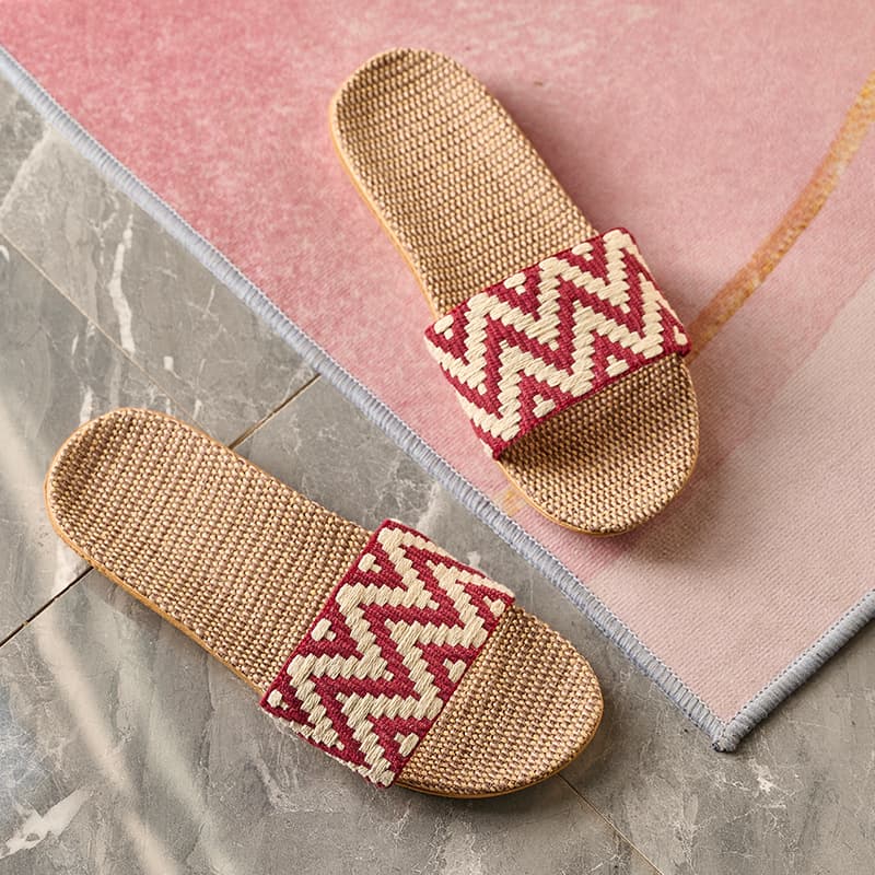 Foreign Trade New Hemp Slippers, Breathable Sweat-Absorbent Indoor Home Shoes Lightweight Quiet Cross-Border All-Season Sandals Wholesale