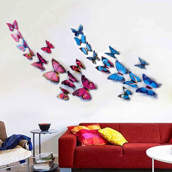 12 Realistic Simulation Butterfly 3D Wall Stickers for Creative Home Background, Kids Room Decoration