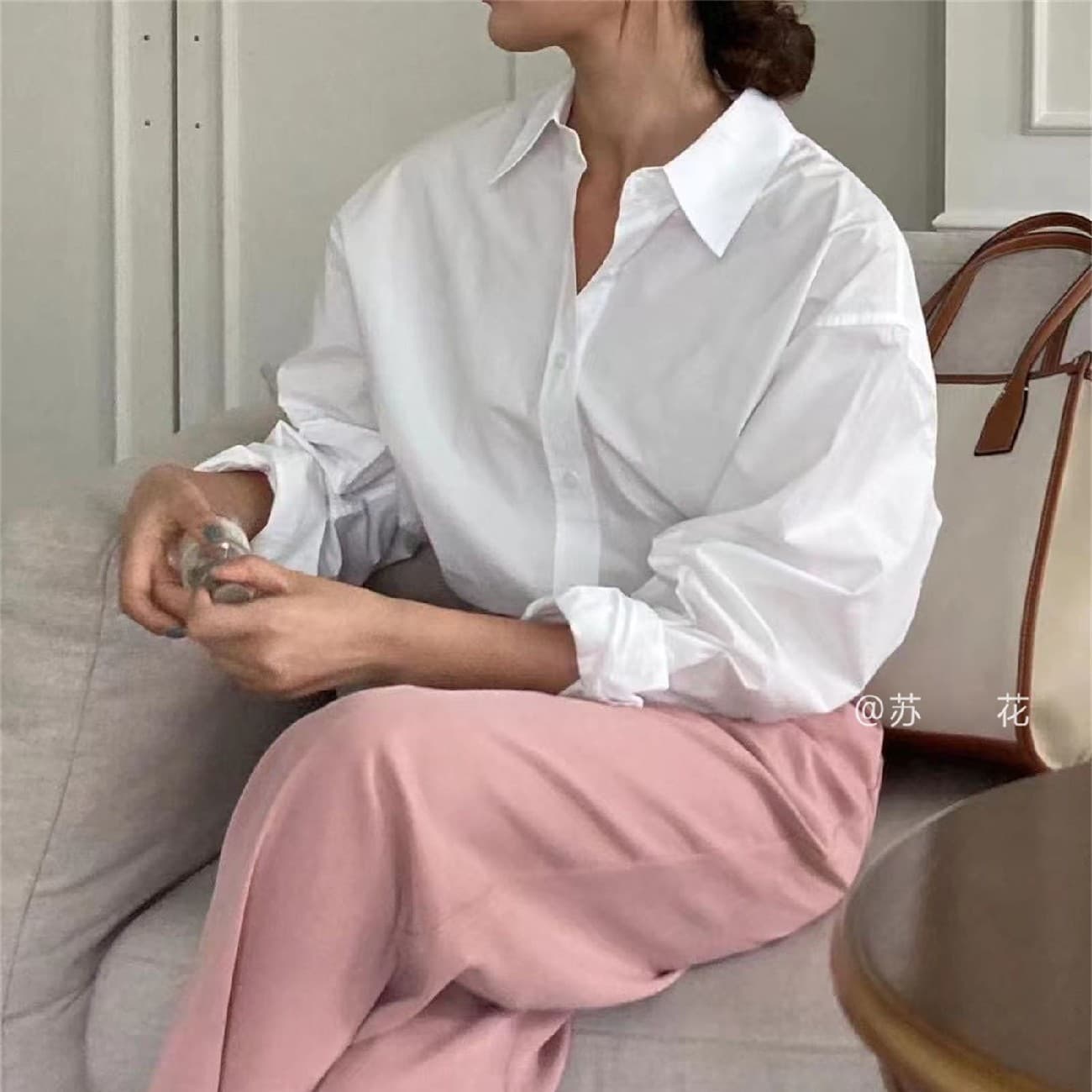Spring White Blouse for Women Long Sleeve Outerwear Inner Layering Versatile Korean Style Slim Loose Fit Shirt Top Fashionable