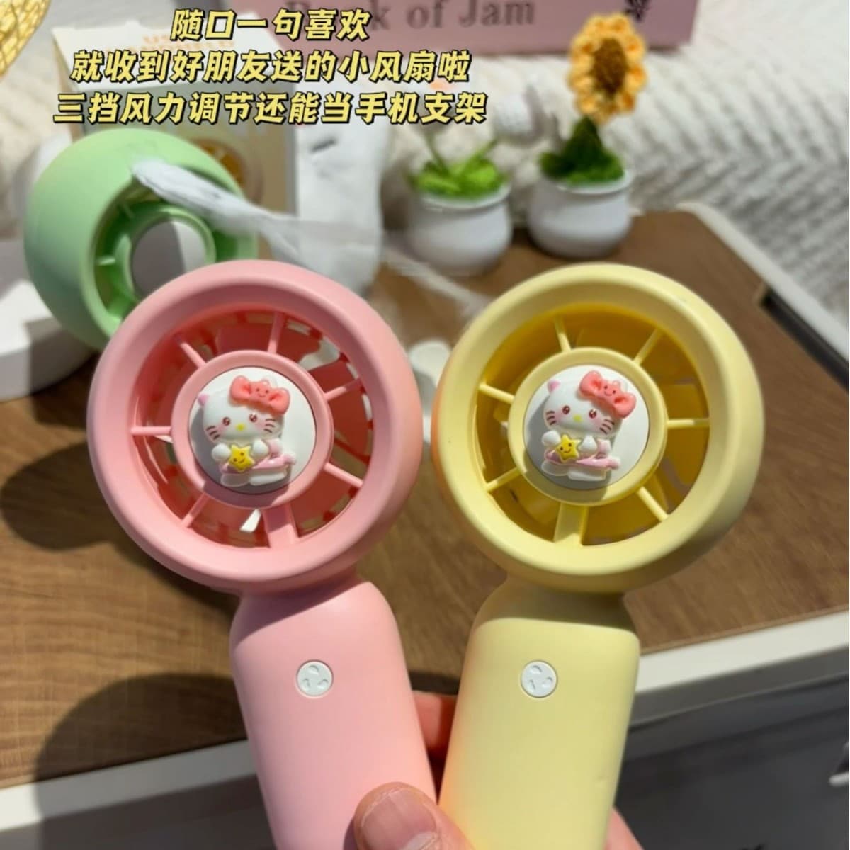 New Portable Kitty Cat Mini Macaron Color Handheld USB Rechargeable Fan for Student Dormitory