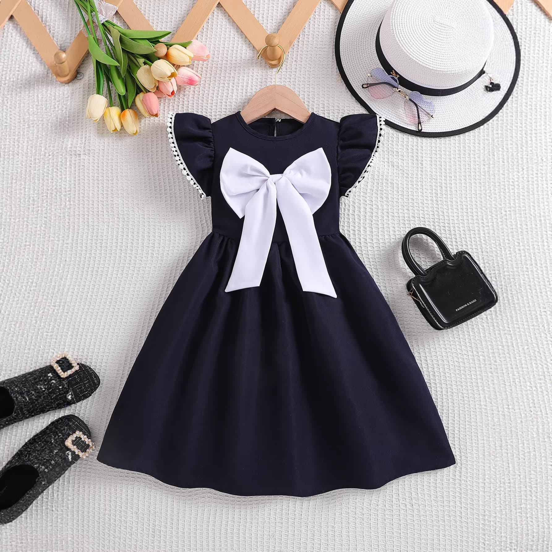 Girls' Dresses 2026 Children's Dresses New Children's Clothing Medium and Large Children's Bow Princess Dresses Dresses for Girls