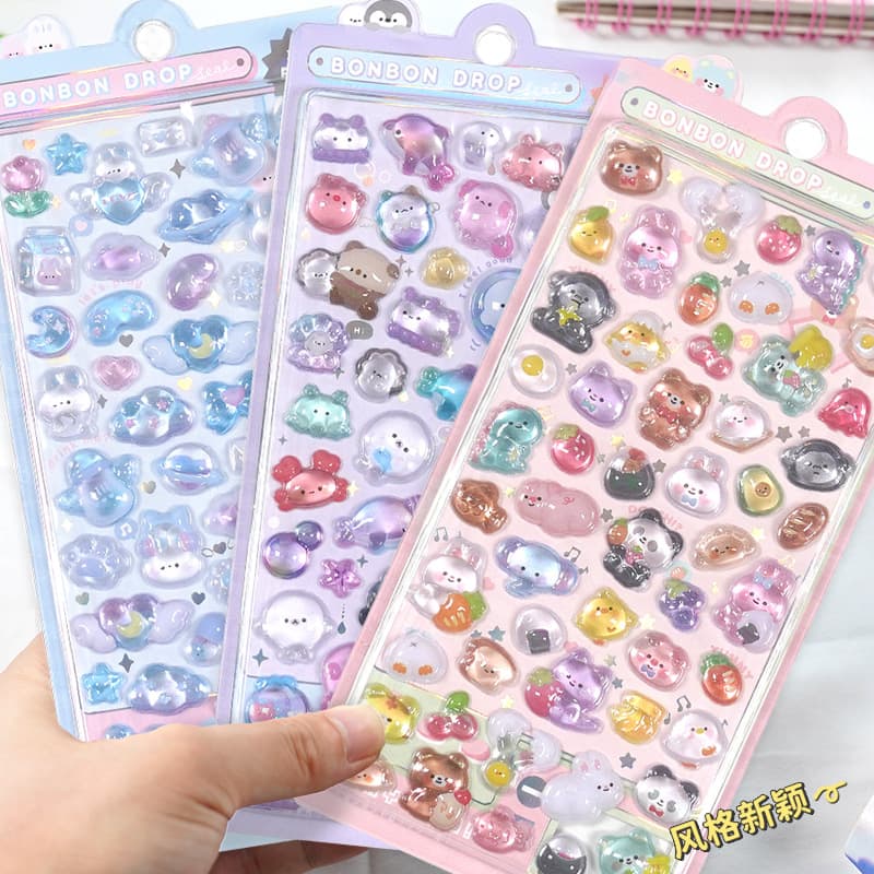 3D Relief Fun Acrylic Diamond Stickers, Children's Handmade DIY Decorative Stickers, Elegant Relief, Fun Decals