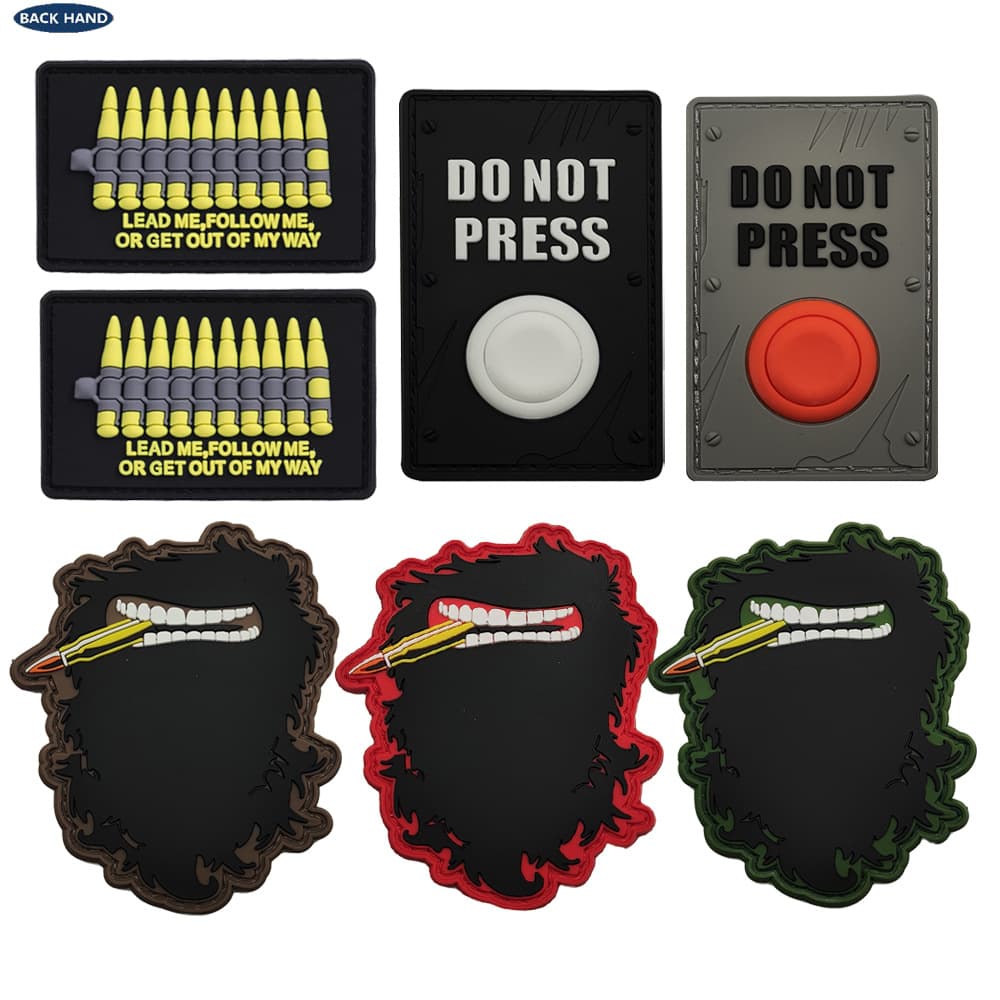 DO NOT PRESS My Button Soft Badge Beard Man PVC Drip Glue Velcro Patch Bag Sticker