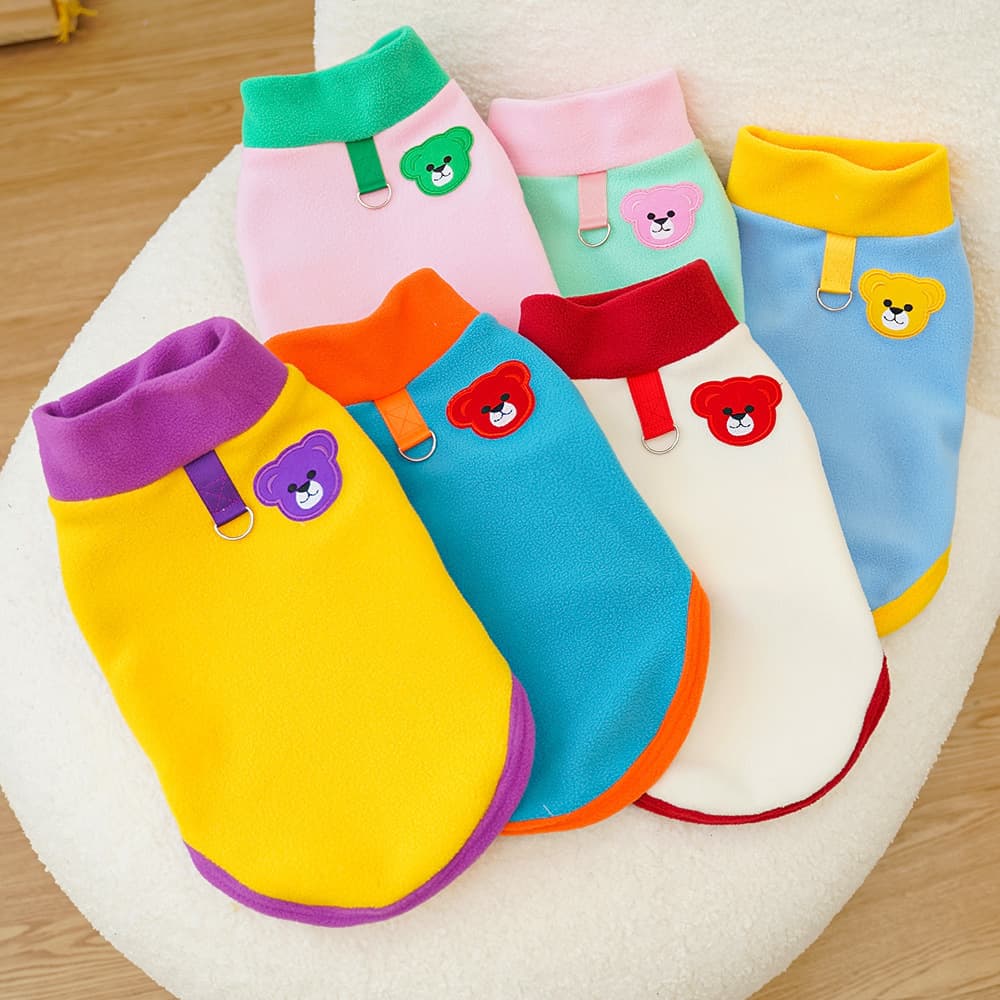Pet British Shorthair Small Medium Dog Cat Clothing Autumn Winter Dog Fleece Contrast Color Traction Cat Supplies Apparel Export