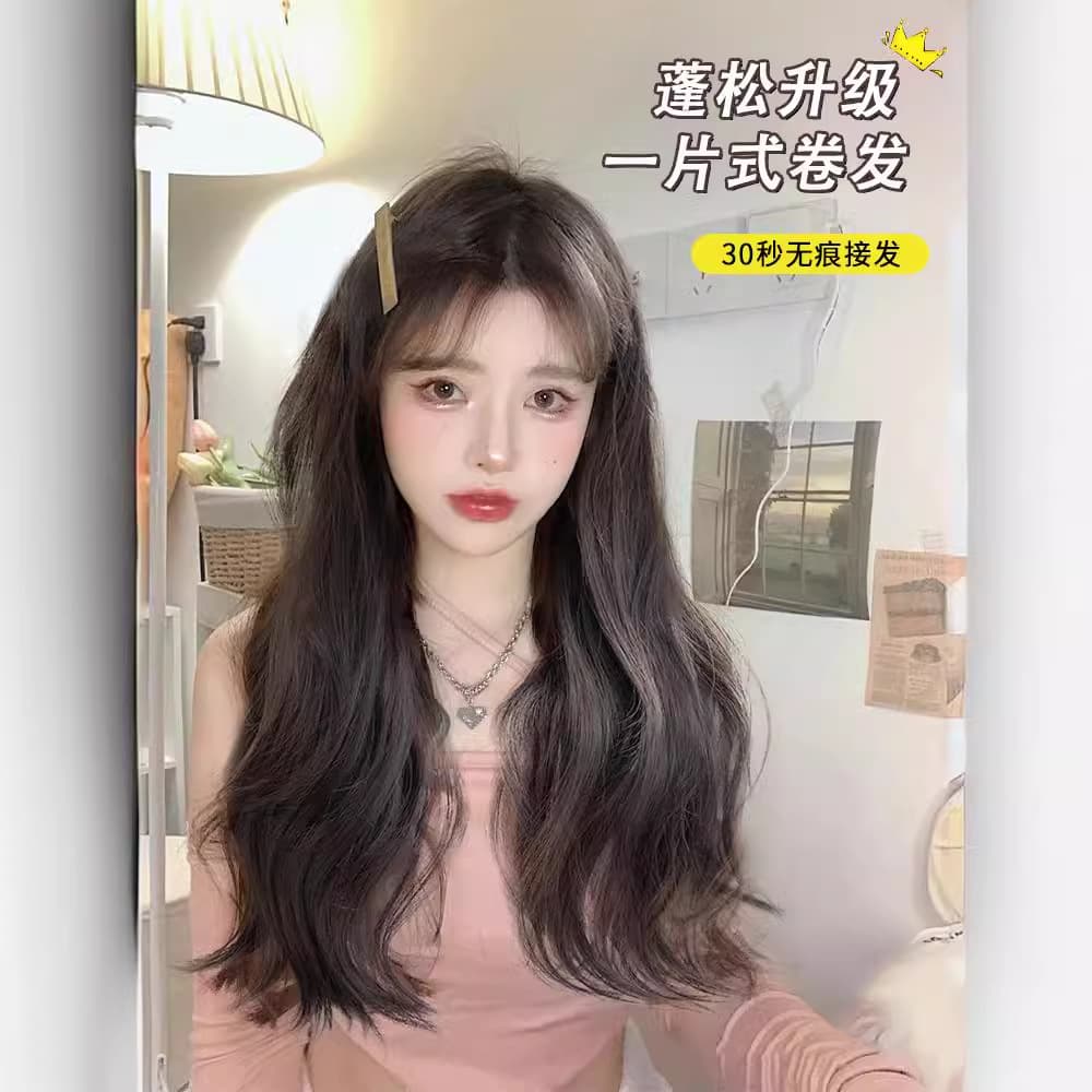 New Women's Long Hair Wig Seamless U-Shape Long Curly Big Wave Invisible Clip-In Hair Extensions 4-Clip Hair Extensions