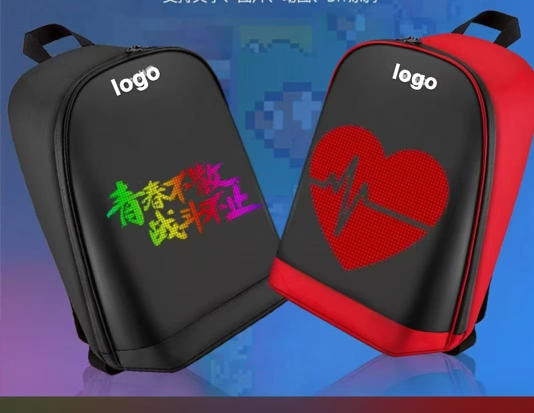 LED Display Glowing Crossbody Bag LED Backpack Waterproof LED Waist Bag Shoulder Desktop Wall Mount Car with Power Bank