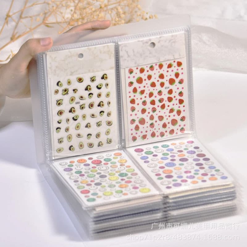 Nail art sticker storage album nail decal display photo album with 80 card slots nail art storage display tool