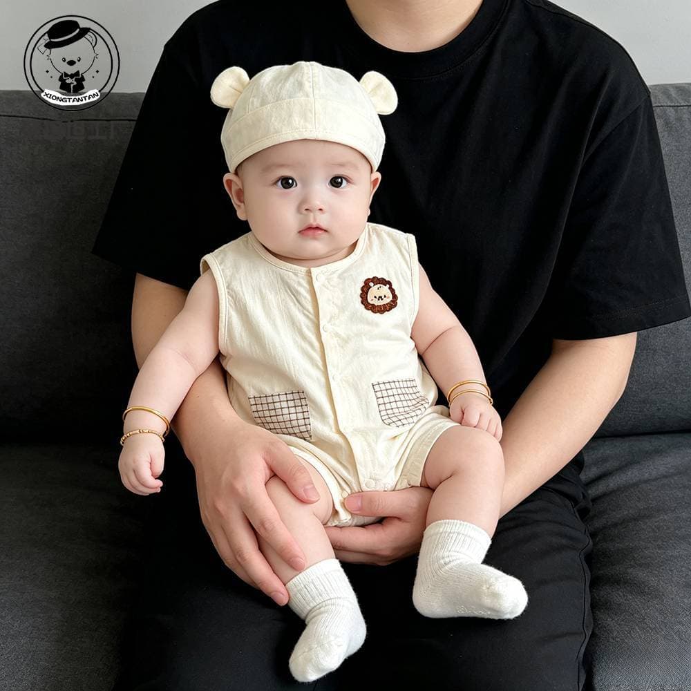 Summer thin baby clothes, super nice baby onesies, summer cute Korean baby boy sleeveless harem summer clothes