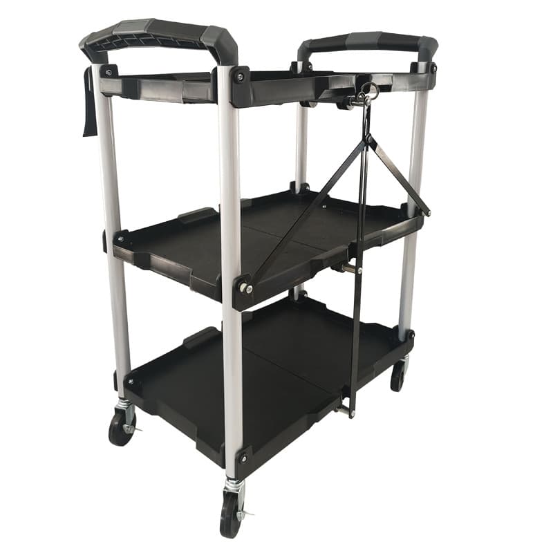 Three-tier multi-functional trolley for storage, automotive repair, beauty, hardware, car washing, and detailing tools.