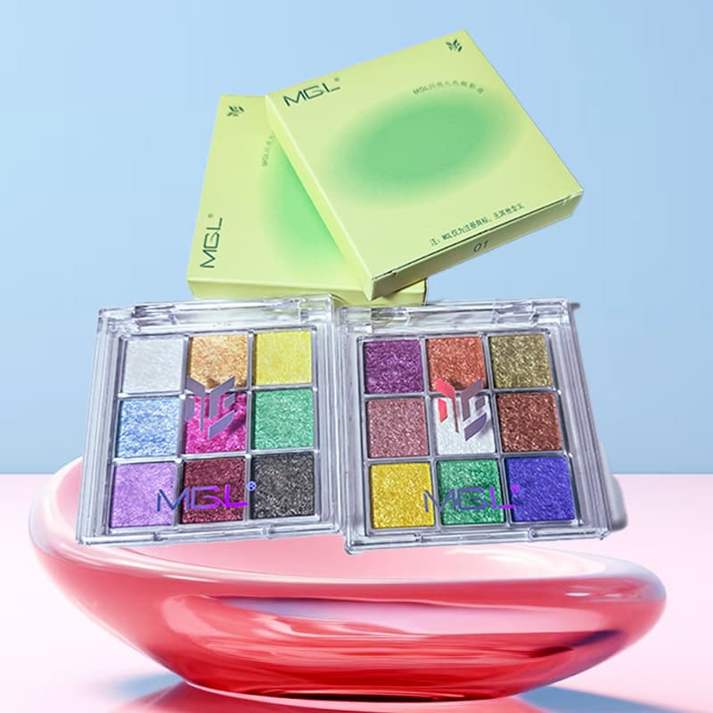 New ice-transparent chameleon eye shadow ultra-shimmering nine-color eye shadow palette stage makeup students perform makeup pearlescent