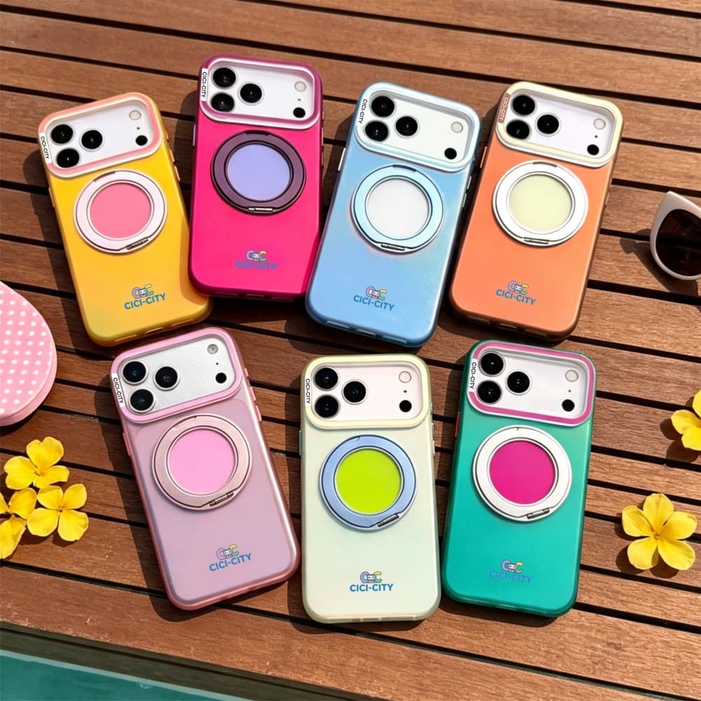 Aurora Borealis Color-Block Pivot Phone Case for Apple 18 Pro Max, Personalized Protective Cover for iPhone 17/16 Pro