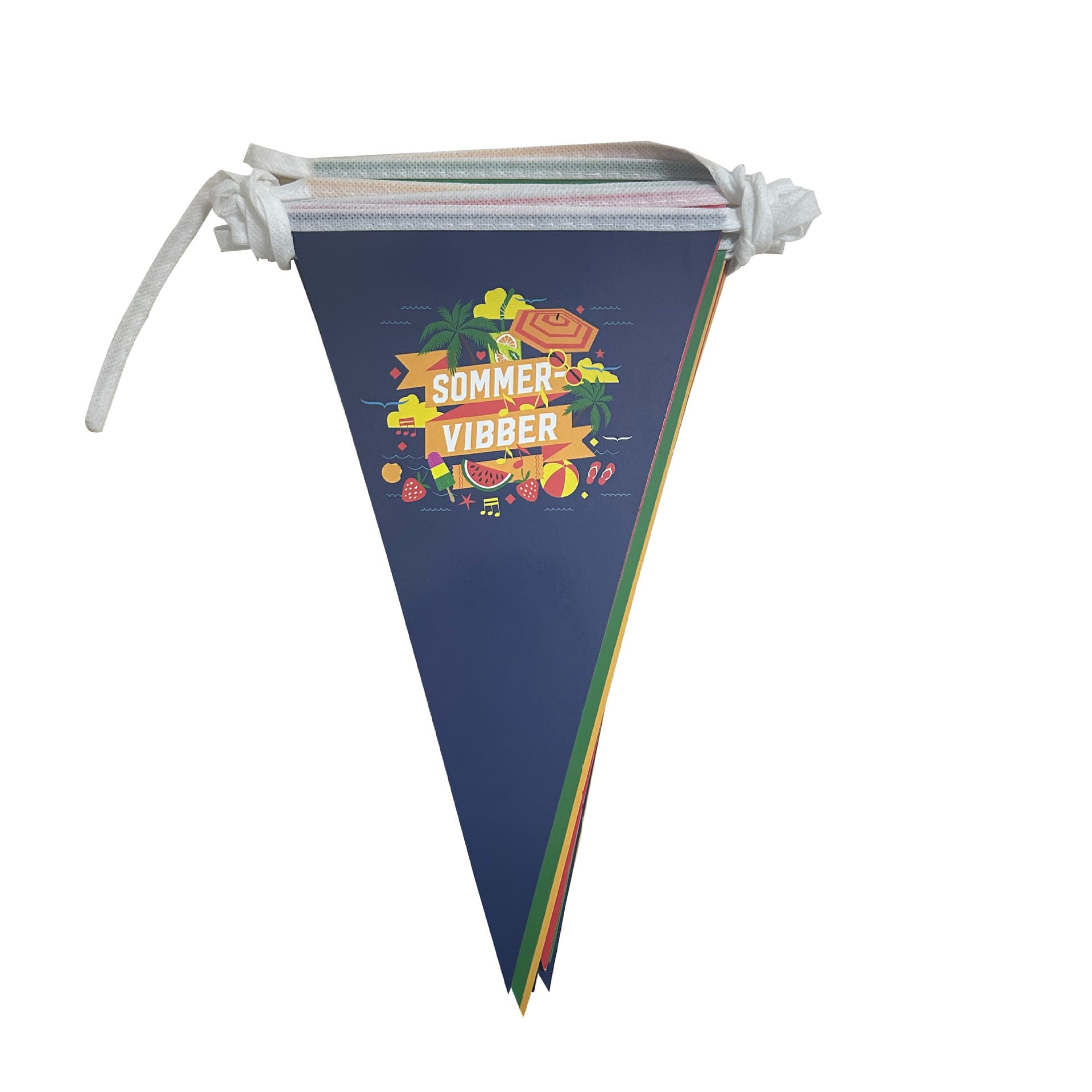 Paper banner strings, triangular flags, custom-shaped flags, small to large string flags, double-sided customization.