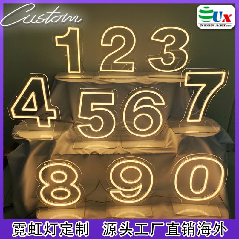 Custom Digital Neon Sign Birthday Gift Photo Background 0-9 Combination Decoration Customizable Neon Light