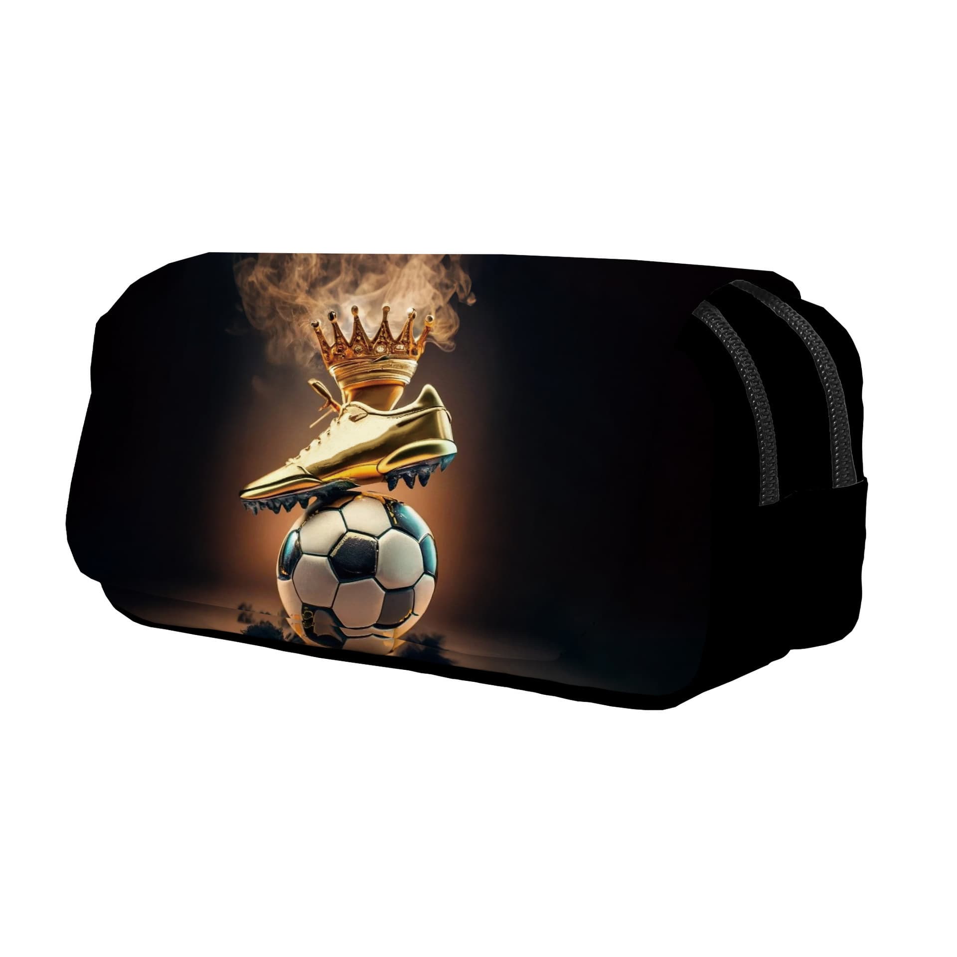 New Soccer Ball All-Over Print Double-Layer Flip Pencil Case, Durable Polyester Pencil Pouch, Large Capacity Sports Stationery Storage Bag