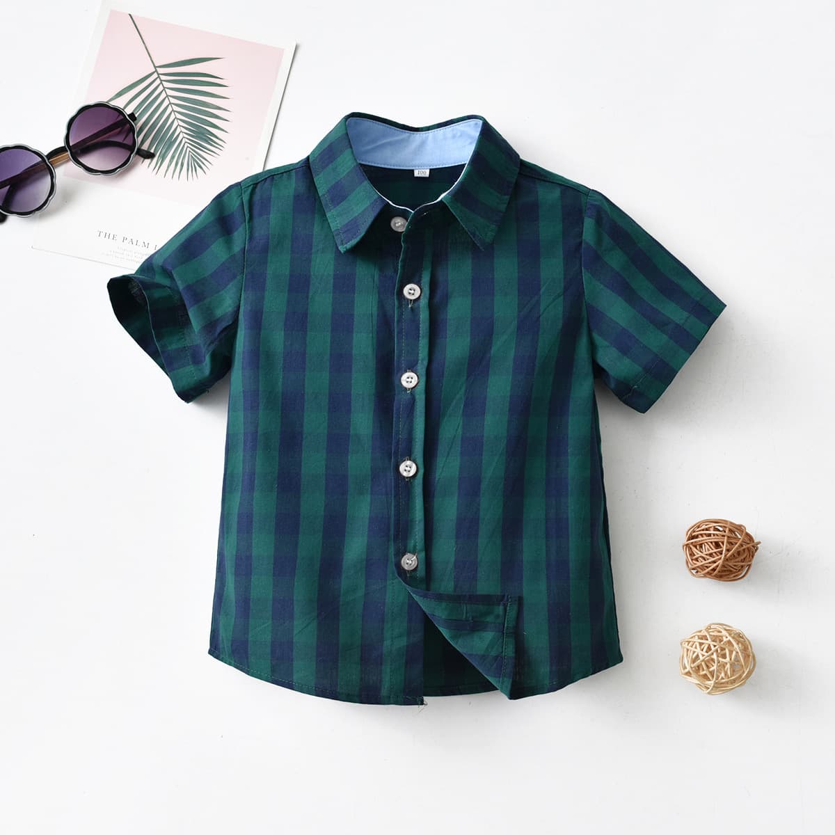 2024 Cross-Border Boys Plaid Short-Sleeve Shirt, Summer Cardigan Formal Wear for Kids, Trendy and Handsome