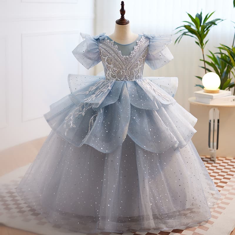 Princess Dress for Girls High-End Gown Children's Wedding Dress Birthday Host Flower Girl Light Luxury Piano Performance Outfit Spring