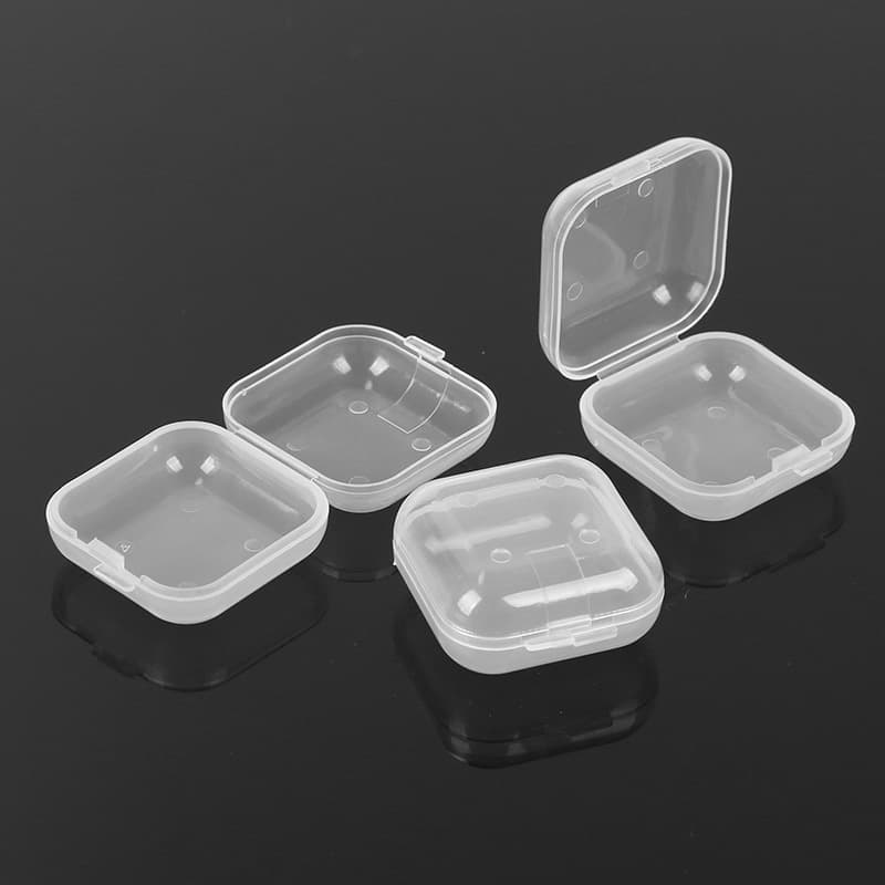 Plastic earplug case, mini PP square box, jewelry, fishing hook, component storage box, single-compartment lidded transparent box manufacturer.