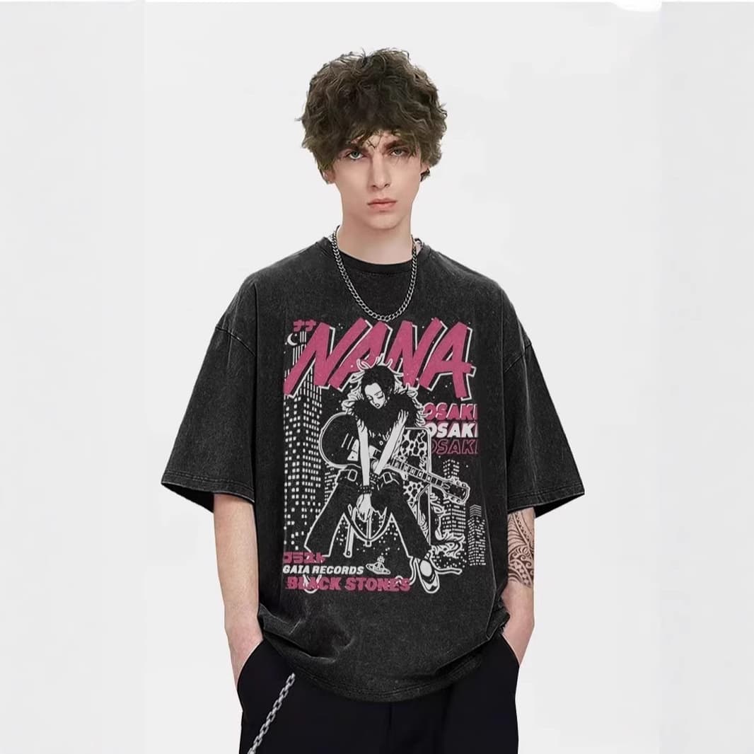 Retro American Vintage Hip Hop Character Print Distressed Short Sleeve T Shirt Unisex Lazy Style Half Sleeve Base Layer
