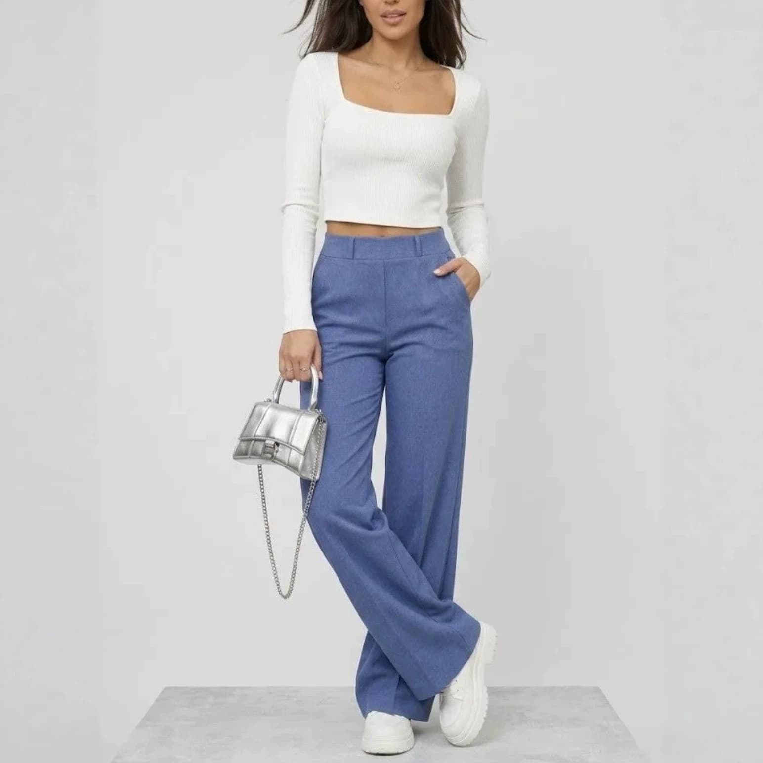 2026 European and American cross-border new summer women's commuting drapey slim pocket elastic waist versatile casual women's pants