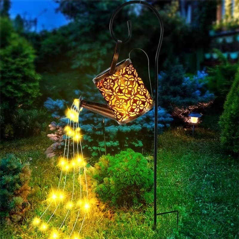 Cross-border Amazon solar kettle light, iron star sprinkler stake light for outdoor garden decoration