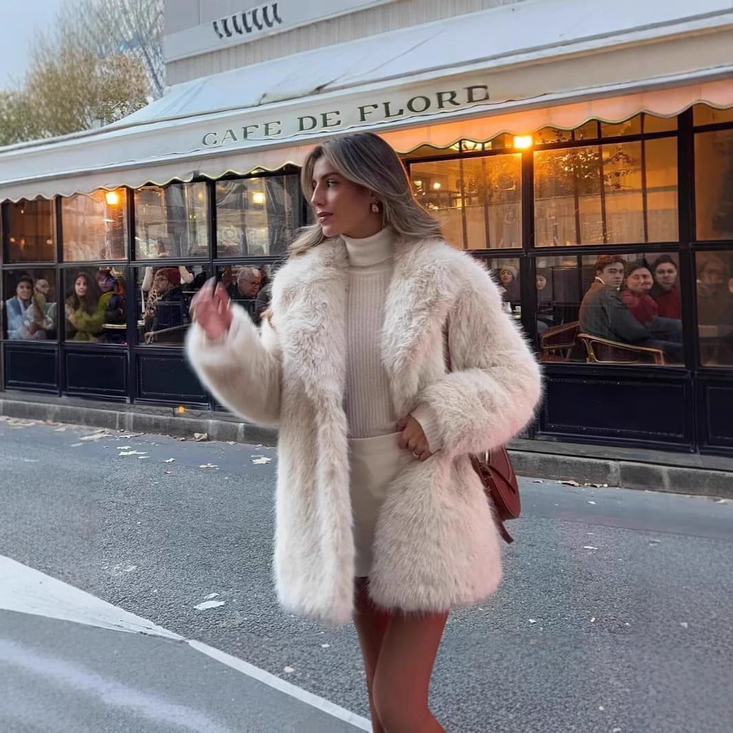 Cross-border Amazon 2026 Fall/Winter Women's Faux Fur Warm Mid-Length Blazer Collar Coat for Europe and America