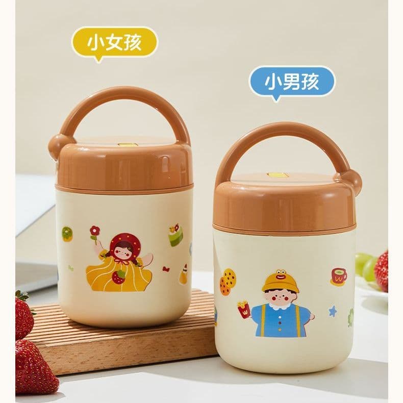 304 Stainless Steel Breakfast Cup with Lid and Spoon, Soymilk Container for Home and Portable Use, Oatmeal and Milk Tea Holder